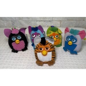 McDonalds Furby Keychain Lot 5 Plush 2000 Tiger Electronics Clip On Vintage